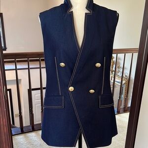 Navy Double-Breasted Vest with Gold Buttons